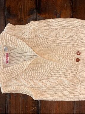 Cream Cable Knit Sweater Vest Neutral Chunky Knit Layering Piece